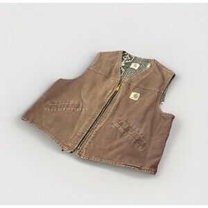 VTG 90s XL Carhartt Aztec Southwestern Sherpa Pile Lined Vest VP173 Purple Mocha